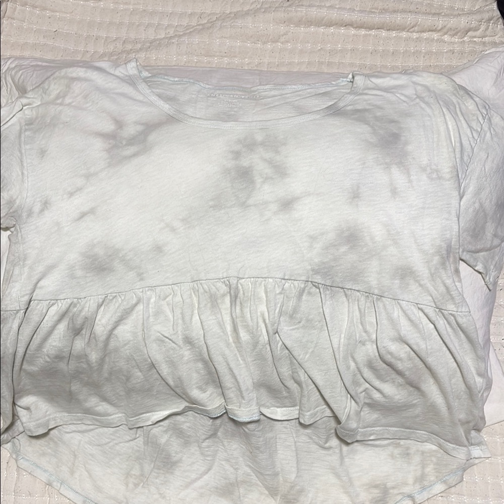 American Eagle Outfitters Cream Ruffled Blouse